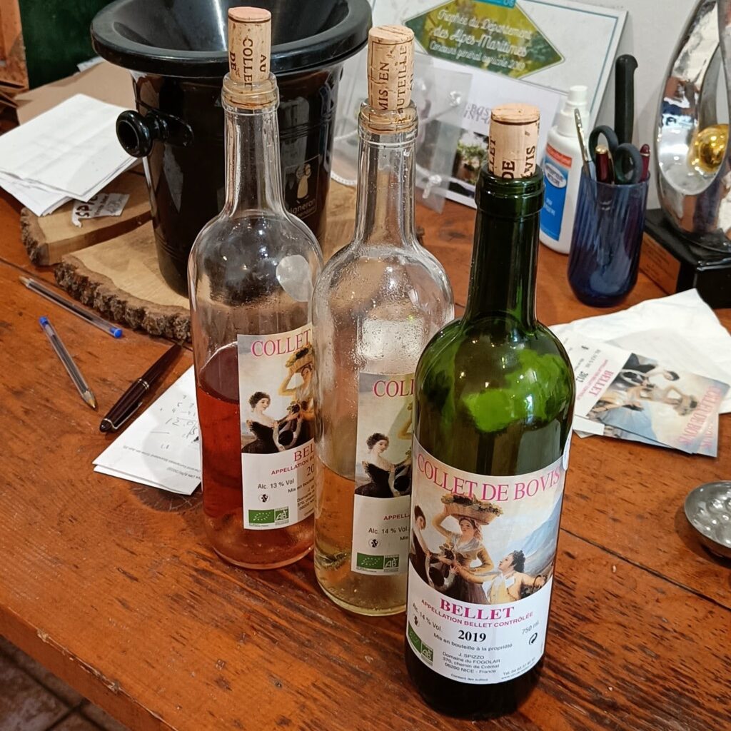 A collection of wine bottles from Collet Bovis vineyard