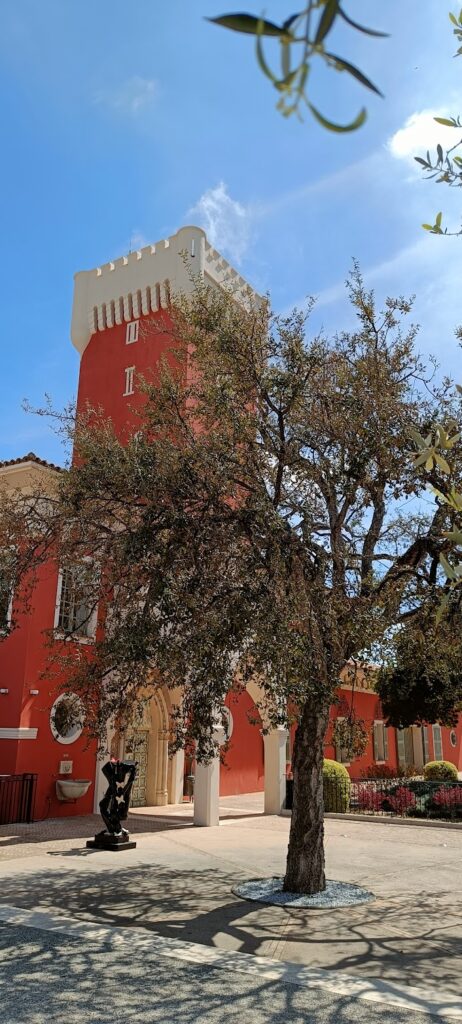 chateau de cremat's bright orange castle