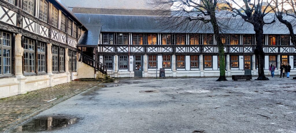 The open courtyard of Aître Saint-Maclou in Rouen, which used to serve as an ossurary