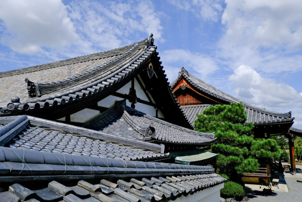 Traditional buildings in the temple complex of Byodo-in, Uji