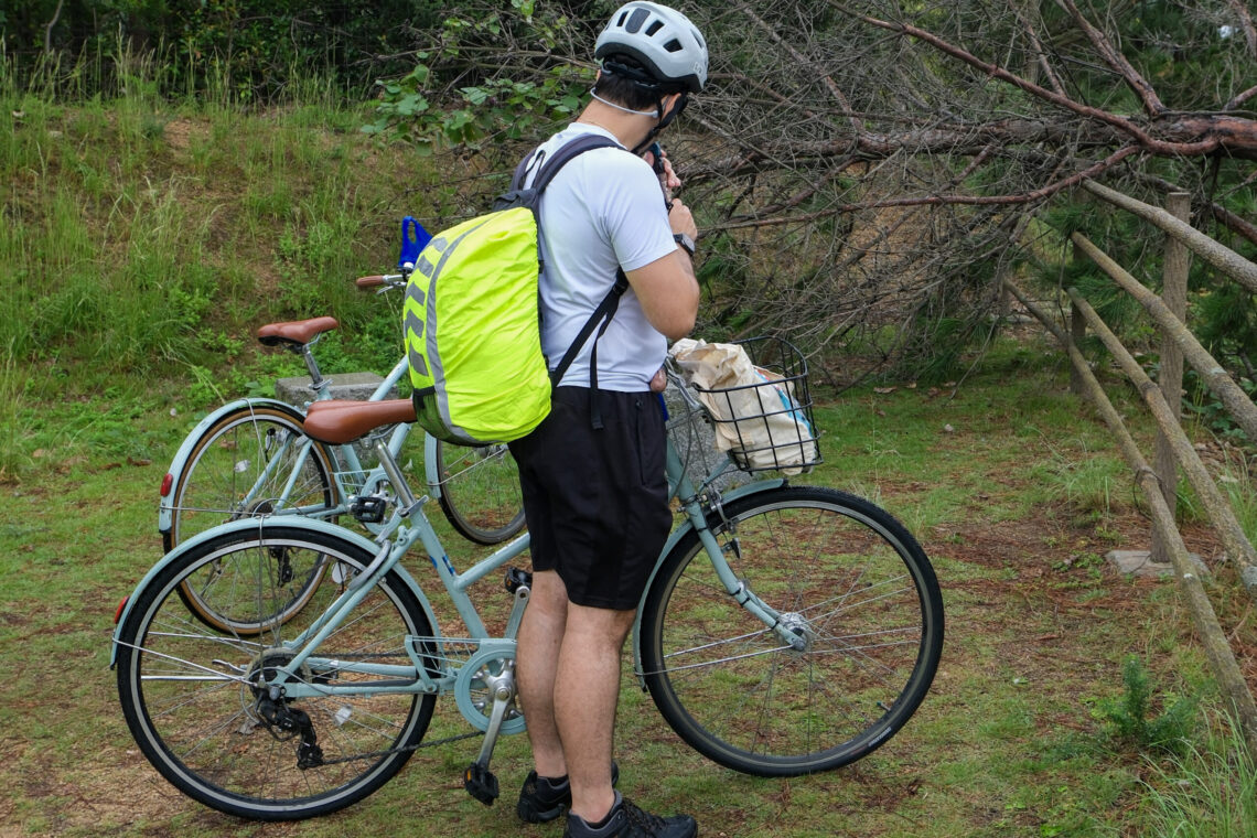 Cyclist with a backpack on the Shimanami Kaido, Packing List