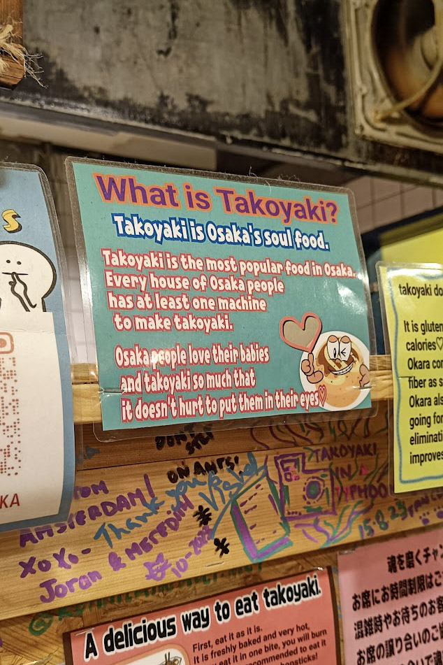 Card in Oko takoyaki explaining what takoyaki is