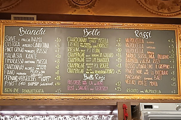 Antica Bottega del Vino menu in Verona