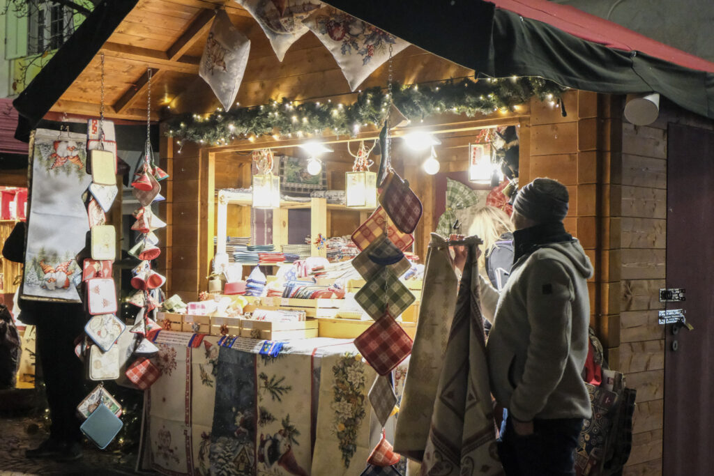 Christmas market stall in Bolzano's Piazza Werther