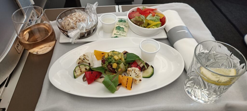 Inflight vegan meal on British Airways business class