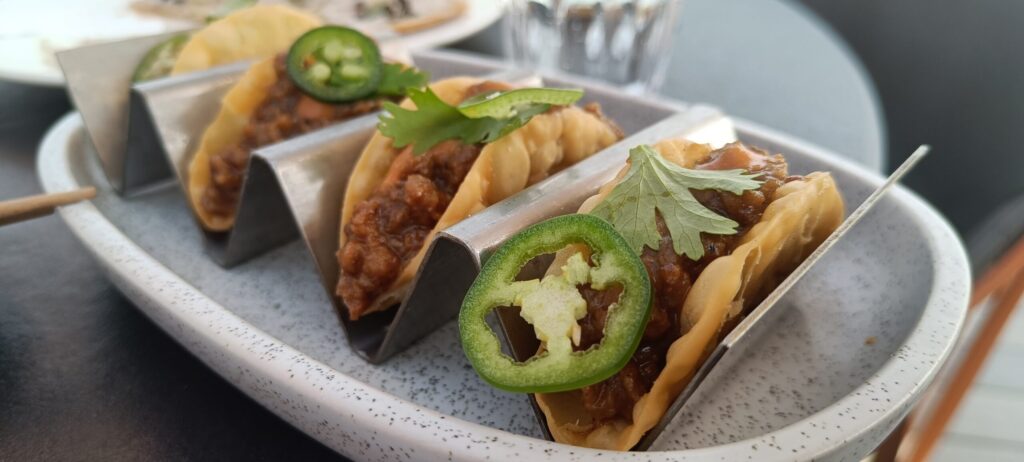 Vegan tacos at a brunch in Dubai