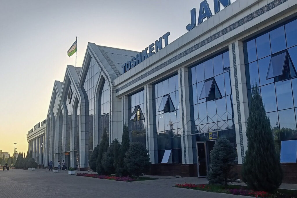 The exterior of Tashkent Train station in Uzbekistan