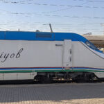 Uzbekistan's high speed train, the Afrosiyob, waiting at the platform