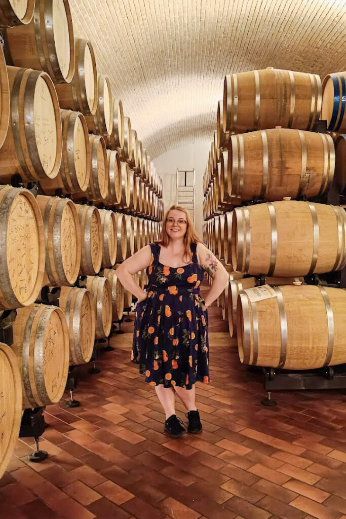 Laura in the Farina cooperage in Valpolicella