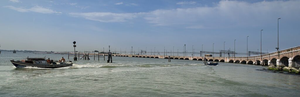 Venice: Ponte della Libertà in Venice - view from lagoon
