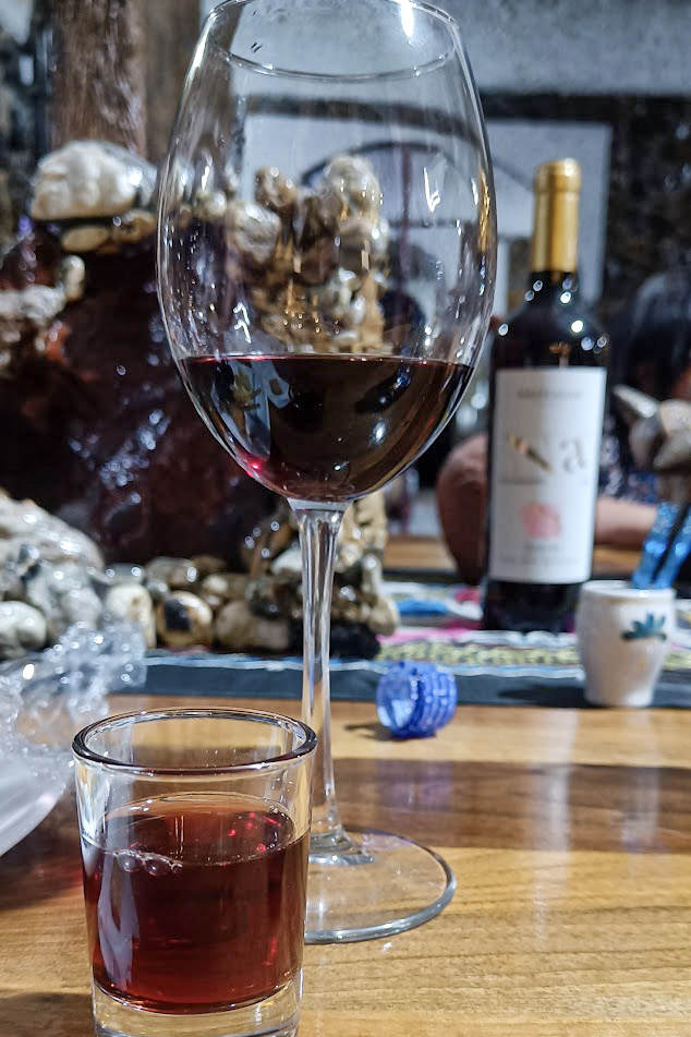 Red wine and dessert wine in an Uzbek winery