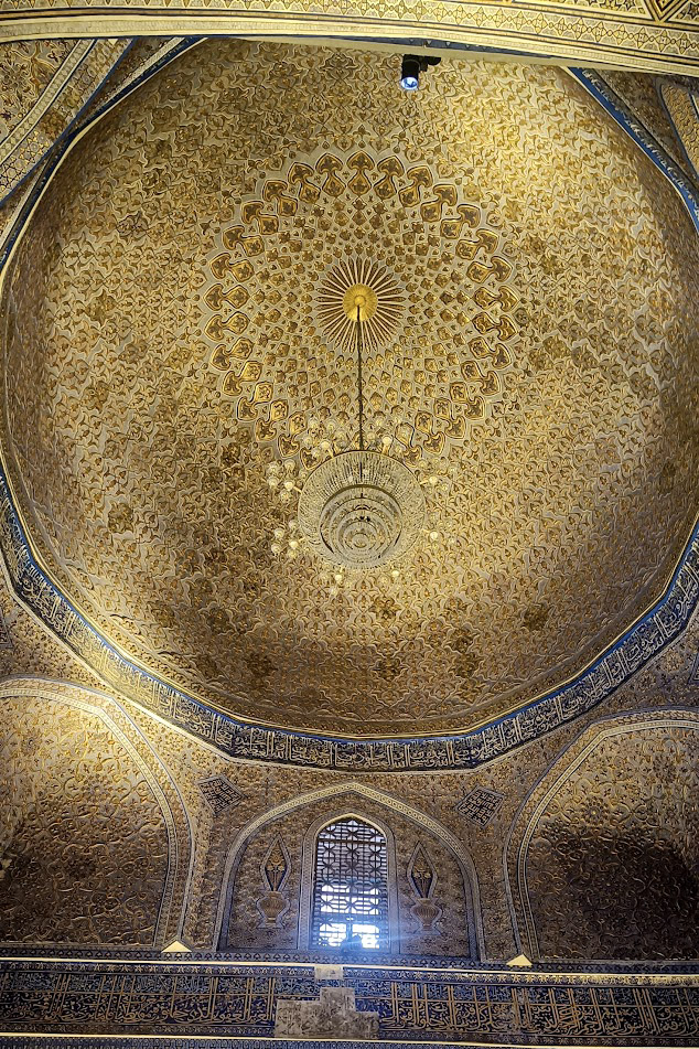 The gold ceiling of Gur e Amir in Samarkand, Uzbekistan