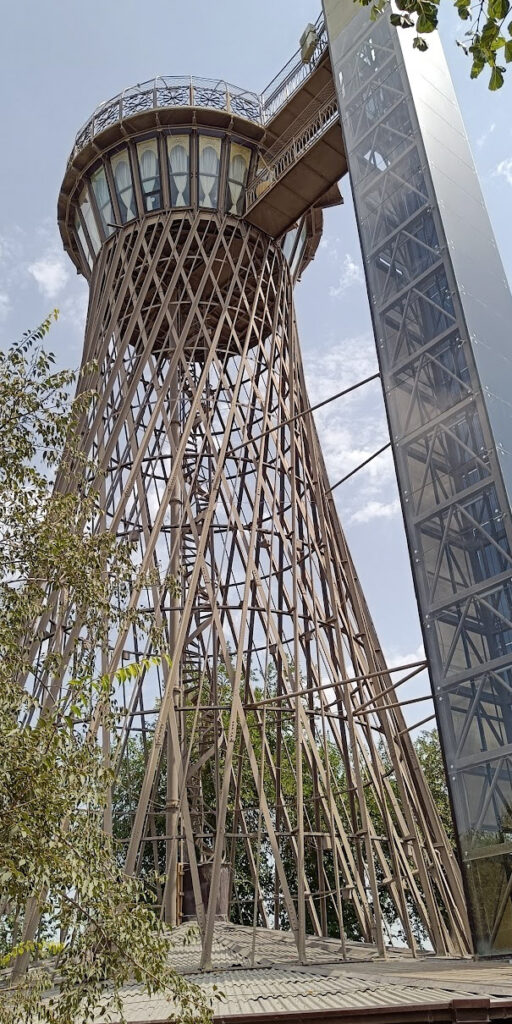 A view from the bottom of the Shukhov Water Tower in Bukhara