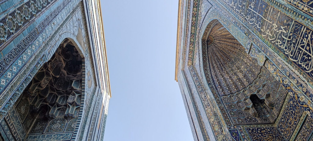 Tall mausoleums at Shah-i-Zinda in Samarkand Uzbekistan