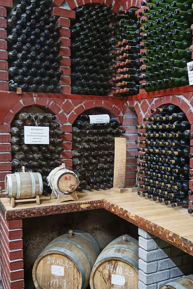 Wine racks in the Bagizagan winery in Uzbekistan