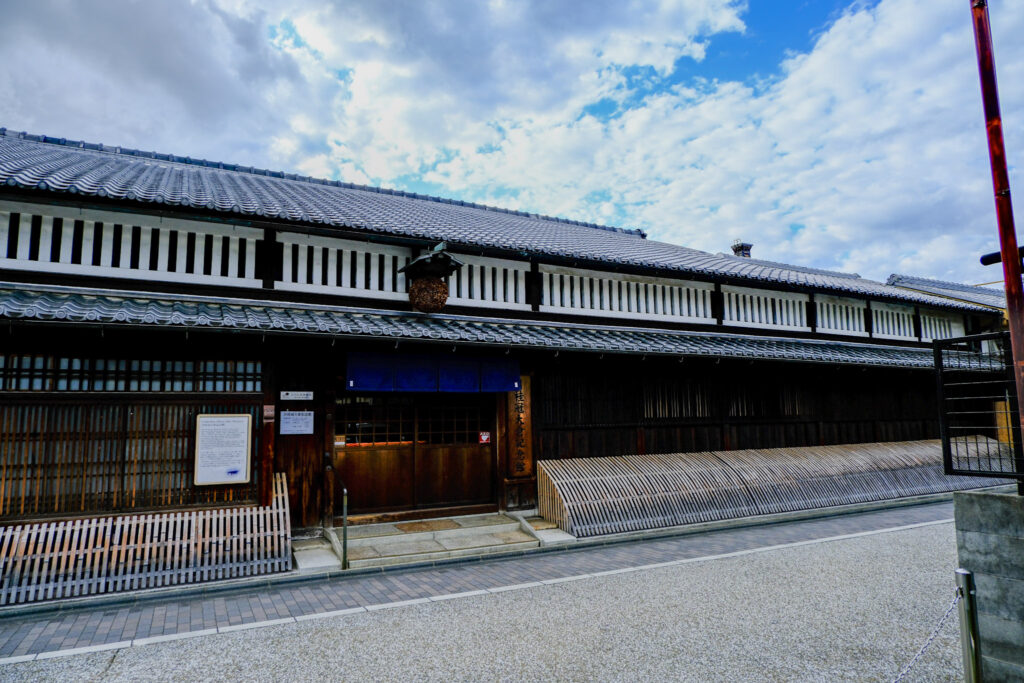 The exterior of the Gekkeikan Sake Museum in Fushimi, near Kyoto, Japan