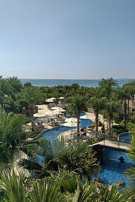 The pool area in the Ryukyu Hotel in Okinawa