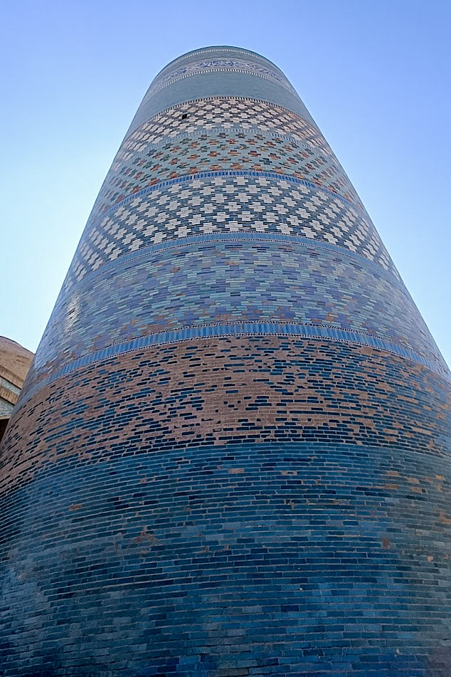 The Kalta Minor in Khiva, Uzbekistan covered in blue tiles