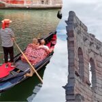 Venice or Verona, an image showing a Venetian gondolier on one side and a shot of the Verona arena on the other