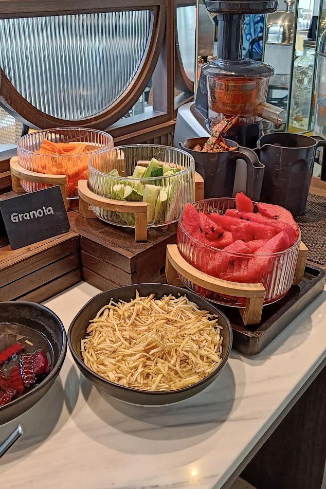 Fruit and granola breakfast display
