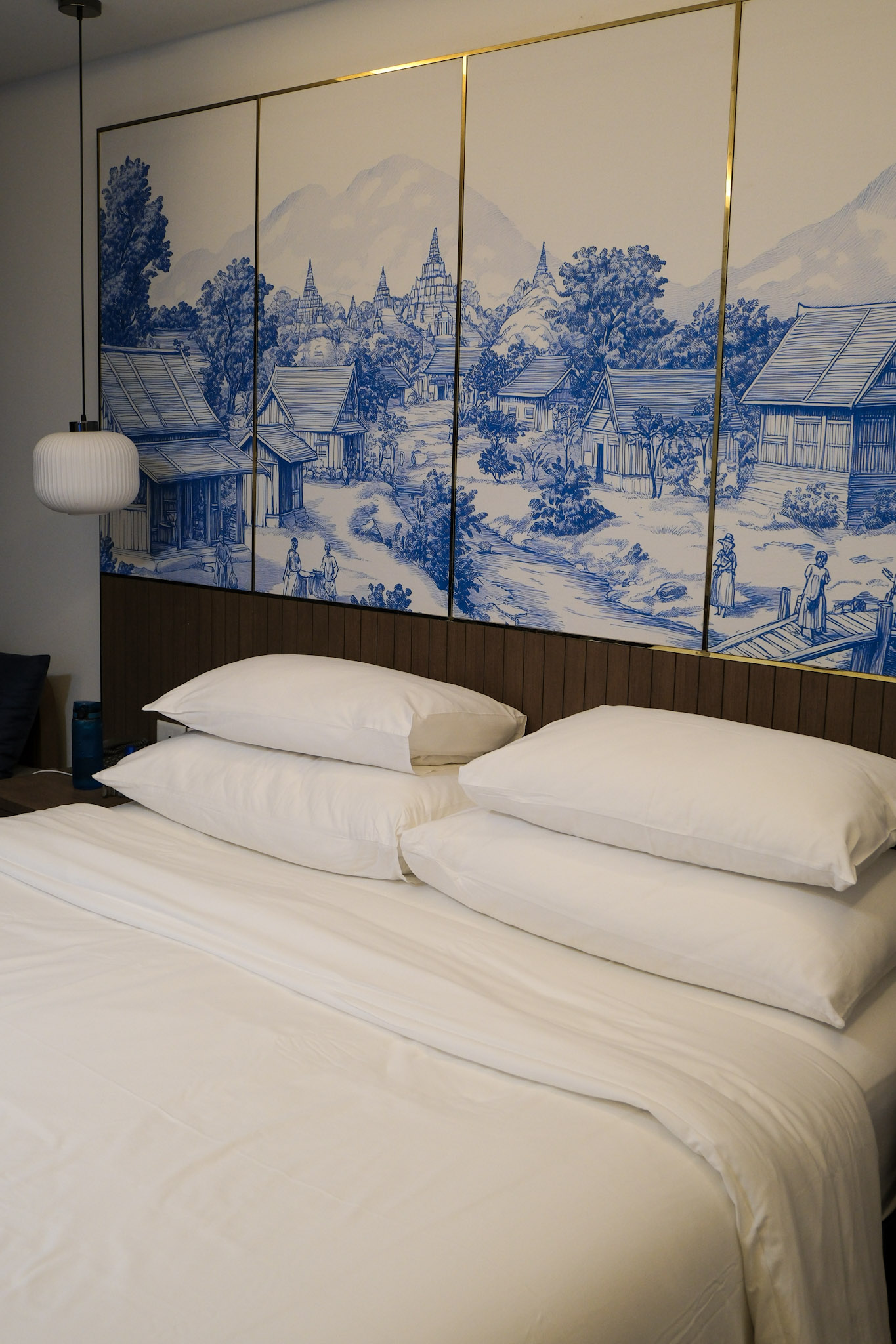 Cozy bedroom with decorative wall art