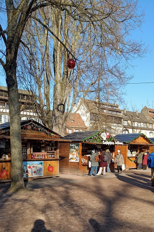 Market chalets at Strasbourg Christmas market