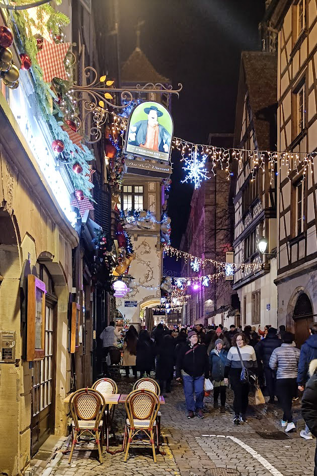 Festive street with holiday decorations