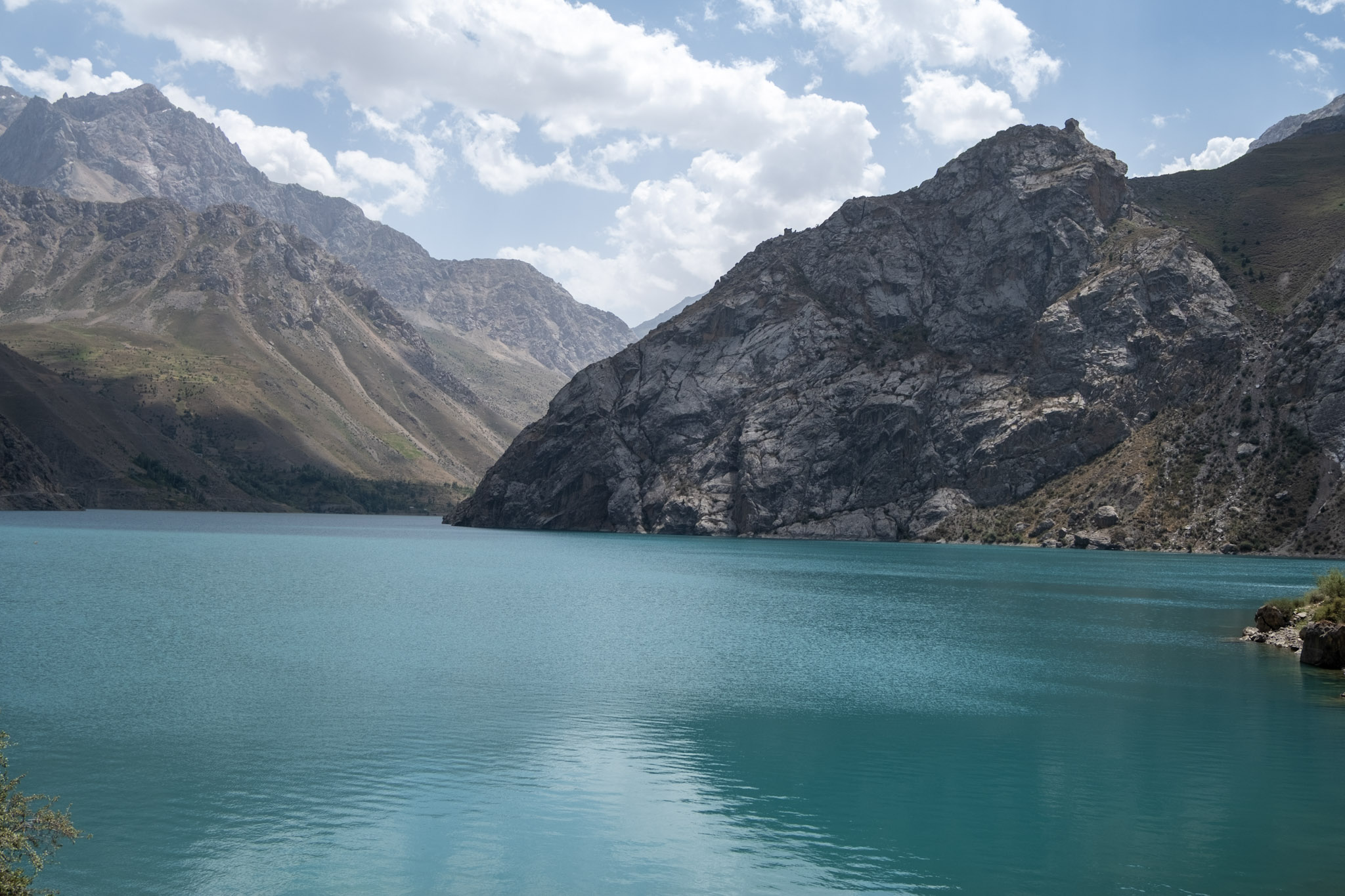 Serene lake surrounded by mountains