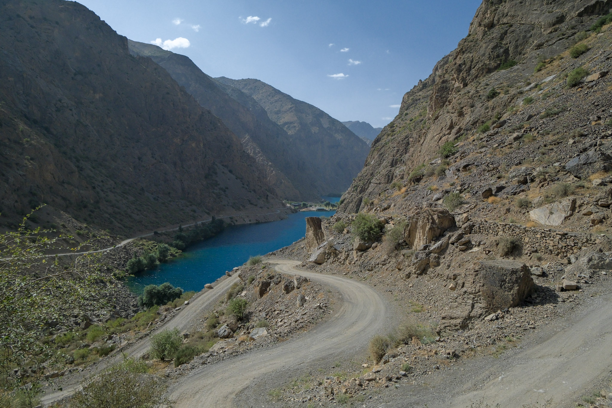 Winding road beside a river
